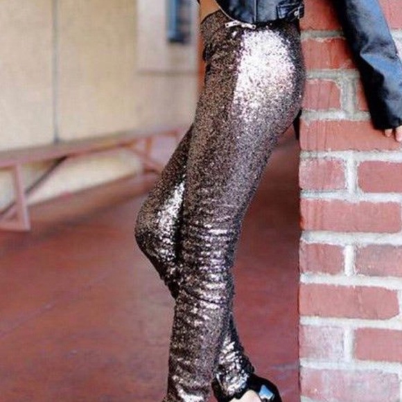 Pants - Silver Sequined Leggings